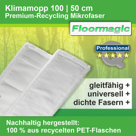 Klimamopp 100 I 50 cm I Premium Mikrofaser Recycling I Floormagic