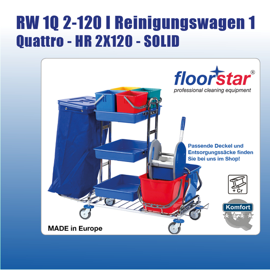 RW 1Q 2-120 I Reinigungswagen 1 Quattro - HR 2X120 - SOLID I Floorstar