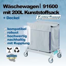 Wschewagen 200l I Kunststoff-Sack & Deckel I 91600 I...