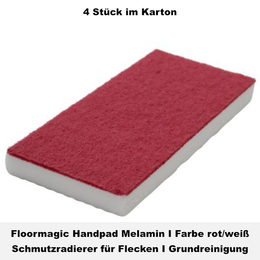 Handpad Melamin I wei/rot I 4 Stck I Floormagic